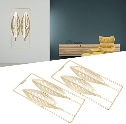 Les-Theresa Gold Metal Wall Decor 2pcs Gold Wall Decor, Gold Wall Sculptures With Frame, Wall Decoration For Living Room Gold, Bedroom, Office Study