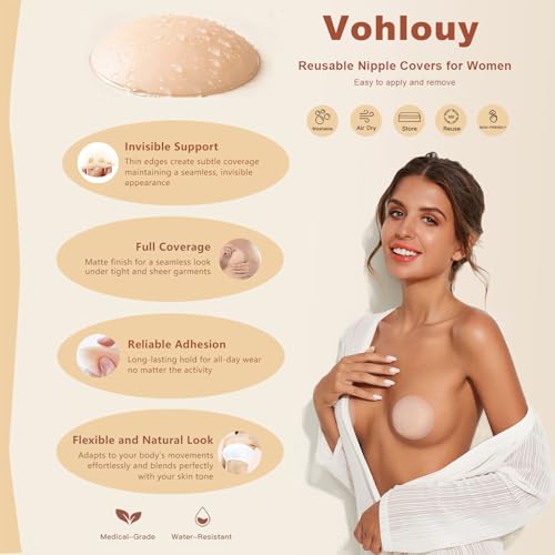 Nipple Covers, Adhesive Sticky Silicone Nipple Pasties for Women ，Reusable Pasty Nipple Cover for Dress2