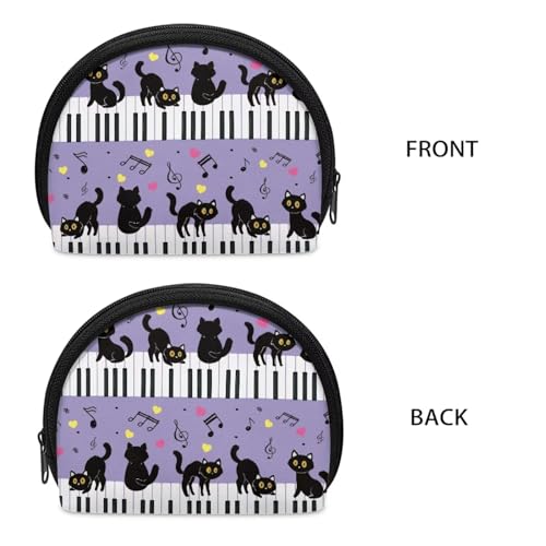 Cat Coin Purse for Women with Card Holder Pinao Music Little Zipper Bag2