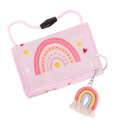 GADITIEK Brustbeutel Mädchen Geldbeutel Kinder Portmonee Kinder mit Schlüsselanhänger Portemonnaie Kinders Mädchen für Geburtstagsgeschenk (Regenbogen)