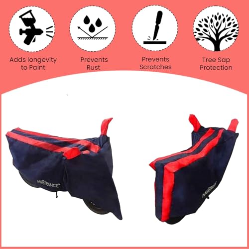 Image of Mototrance All Weather Protection Two Wheeler Cover for All Bikes /Royal Enfiled /Upto Pulsar 160CC to 350CC | Anti Dust, Water Resistant, Heat Resistant, UV Proof with Mirror Pocket | Arc Red