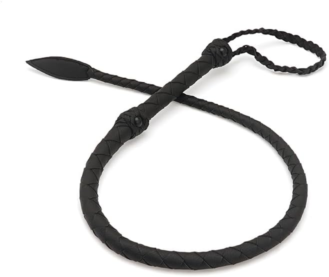 Leather Flogger, Leather Whip Single Tail Whip 1 Metre Length Braided Leather Rider for Equestrian Sports