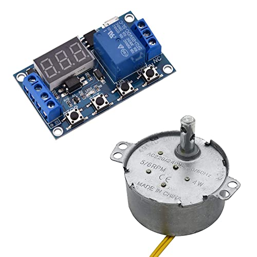 Image of Shockley Timer Module Relay, DC 6-30V 1 Channel Relay Timer Switch Trigger Delay Circuit Cycle Adjustable + 4w Auto Swing Motor for Incubator Synchronous Egg Turner Motor 220-240V 5 /6rpm w1209