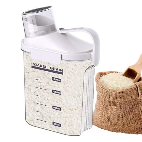 Recipiente hermético para cereales – Contenedor de almacenamiento de alimentos, hermético, gran recipiente de almacenamiento de alimentos secos con boquilla, despensa de cocina, de cereales para