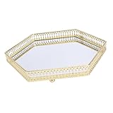 Plateau de rangement - plateau de rangement miroir en fer de luxe léger, une chose à double usage, il pourrait être un plateau de rangement pratique et une décoration, plateau de style européen