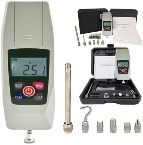 Digital Force Gauge Digital Push Pull Dynamometer 500N Thrust Meter Tools Equipment with Accuracy ±1％ 500N 50Kgf 110Lbf 1800Oz for Lab Force Test Destructive Test