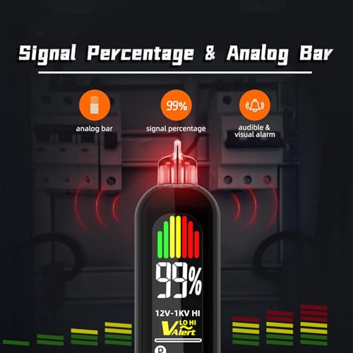 Image of BSIDE Voltage Tester, Non-Contact with 3-Phase Rotation Indicator & Signal Percentage, Rechargeable AC Electrical Voltage Detector Pen, High /Low Sensitivity with 6 Ranges, 3-Mode Alarm with Analog Bar