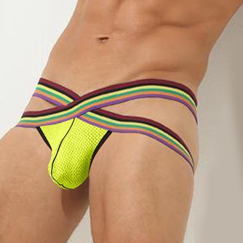 Ctreela Mens Rainbow Pride Micro Underwear Mesh Breathable Jockstrap Elastic Workout Supporter Thong Sexy Male Underwear2