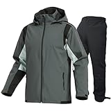 [アラシヤマ] ゴルフ レインウェア メンズ レインスーツ【上下セット|防寒・撥水・防風】 カッパ マウンテンパーカー ウインドブレーカー バイクウェア アウトドア golf 自転車 登山 釣り 通勤用 梅雨対策 台風対策 (グレー(上下セット), L)