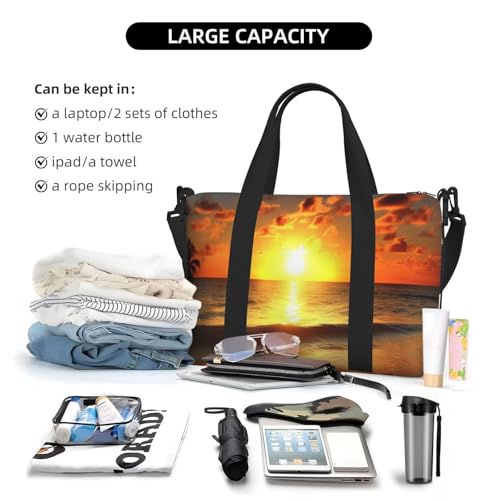 Travel Duffel Bags Personal Item Bag Carry on Luggage Bag Training Handbag Lightweight Waterproof Sports Gym Bag Beach Sunrise Weekender Bag for Women Men4