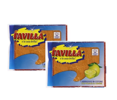 Favilla spugna abrasiva ecologica al limone per la pulizia casa cucina pentole vasellame 2 pezzi