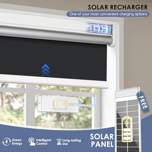 Motorized Blinds, Blackout Roller Blinds with Remote Control & Solar Panel by CINONEKO - Image 4
