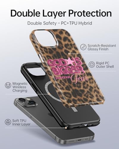 Coque iPhone 14 Plus léopard pour femme active adepte de MagSafe