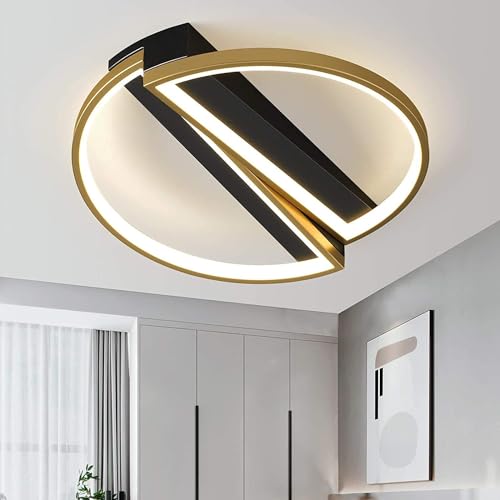 Plafonnier LED dimmable noir moderne avec télécommande pour plafond de chambre