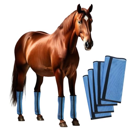 Horse Fly Boots Loose Fitting UV-Protective, Extra Tough Mesh Breathable Fly Boots, Greatly Reduce Stomping, Set of 4 Black