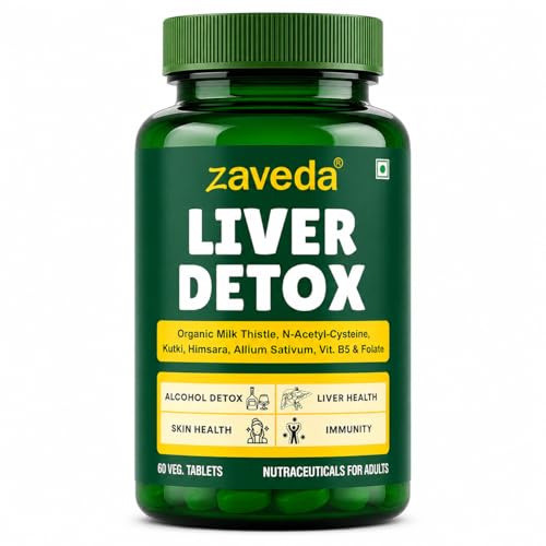 Image of Liver Detox Supplement Milk Thistle, NAC, Himsara, Kutki, BlackGarlic, Vitamin B5 & Folate with Ayurved-Inspired Herbs for Natural Liver Cleanse, Fatty Liver Support, 60 VegTablet
