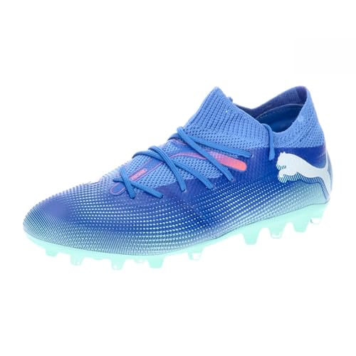 PUMA Future 7 Match MG Jr Soccer Shoe, Bluemazing White-Electric Peppermint, 37.5 EU