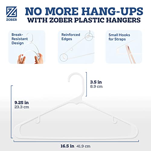 Zober Plastic Hangers 30 Pack - White Plastic Hangers - Space Saving Clothes Hangers For Shirts, Pants & For Everyday Use - Clothing Hangers With Hooks #TOP2