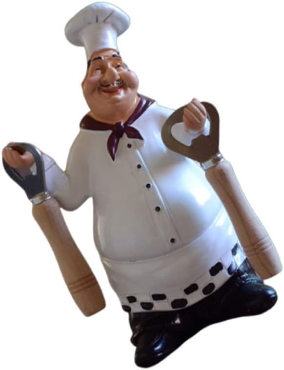 OUNONA Retro American Style Chef Resin Ornament Decorative Mini Sculpture for Kitchen Bar Cafe Home Decor Fun and Practical Desktop Chef Holder