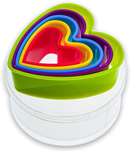 5 Pcs Heart Cookie Cutter Suit, Valentines Day Cookie Baking Mold, Multi-Size Heart Shaped Sandwich Fudge Cake Cutting Set, Valentines Birthday Wedding Bridal Shower (Random Color)