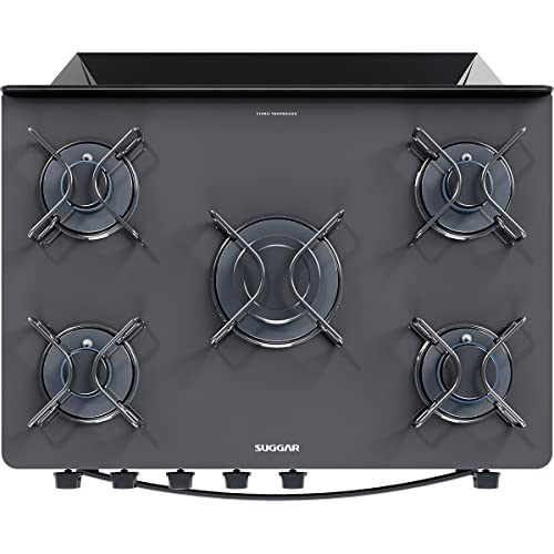 SUGGAR FOGÃO NEO COOK PRETO MESA DE VIDRO 5 BOCAS ACENDIMENTO AUTOMÁTICO FGV510PT