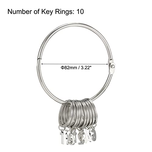 PATIKIL 3.2 Inch Dia Key Organizer Keychain, 1pcs Key Management Holder with 10 Digits Keys Rings for Office Silver - Image 2