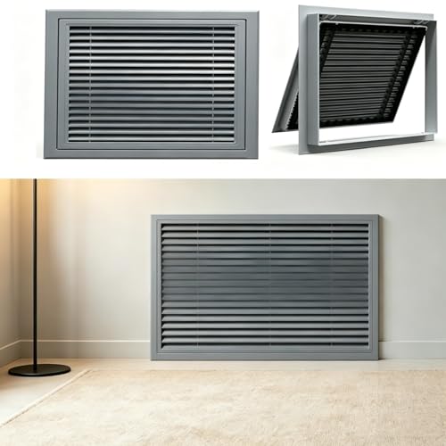 Heavy Duty Aluminum Vent Cover, Return Air Grille with Hinged Filter Door, Rust-Proof Louvered HVAC Register for Wall Ceiling Installation(Gray,20x38in)