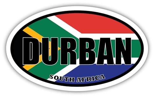 3x5 inches Magnet | Durban South Africa Flag Oval Magnet Construction Toolbox, Hardhat, Lunchbox, Helmet, Mechanic, Locker