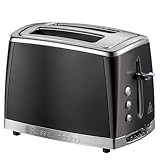 Russell Hobbs 2 Slice Toaster (Stainless steel with matte textured finish, Extra Wide Slots, Lift & Look feature, Variable browning levels, Cancel, frozen & reheat function) Matte Black 26150