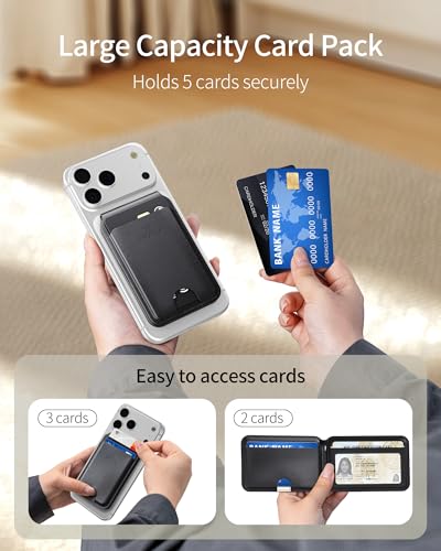 Image of iWALK Stronger Magnetic Wallet, Upgraded for MagSafe Wallet, RFID Blocking, 5 Card Holder with Adjustable Stand, Slim Leather Phone Wallets for iPhone 17 /16 /15 /14 /13 /12 Series, iPhone Wallets
