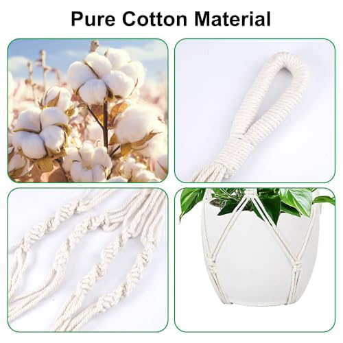2 Pièces Macramé Support Pots pour Fleur, Suspension Plante Macramé Plante Suspension, Panier en Corde de Coton à Suspendre de Fleurs en Macramé pour Intérieur, Extérieur, Jardin, Balcon, Patio – Image 4