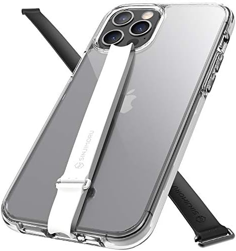 Sinjimoru (2PC) Clear iPhone 11 Case with Silicone Phone Strap, Phone Case iPhone 11 with 2PCS Phone Grip Holders for Wireless Charging. AirClo-Loop for iPhone 11