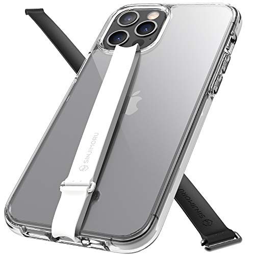 Sinjimoru 伸びるストラップ 付12Pro Max透明ケース ワイヤレス充電対応のTPU+PC製 薄型 耐衝撃 クリアケース 落下防止 片手操作できるC型クリップ取り付け方式のシリコンストラップリング カメラレンズ スマホ全面保護ケース。 AirClo-Loop for iPhone12Pro Max