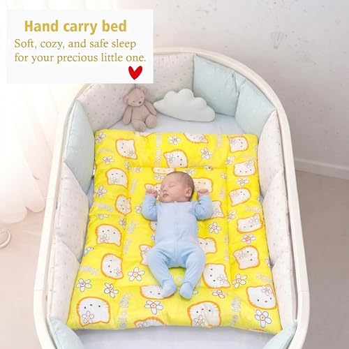 Image of Fareto Combo of Baby Mattress with Net | Carry Bag | 4 Pcs Bedding Set(0-6 Months) (Yellow)