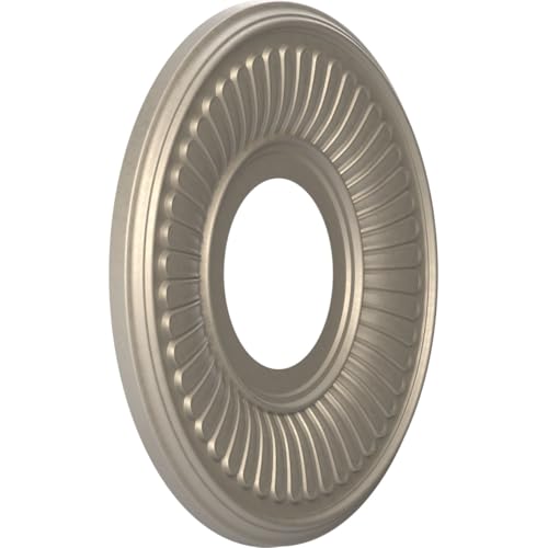Image of Ekena Millwork CMP10BECSV Berkshire Thermoformed PVC Ceiling Medallion (Fits Canopies up to 4 1 /2 inch), 10 inchOD x 3 1 /2 inchID x 3 /4 inchP, Metallic Silver Metallic