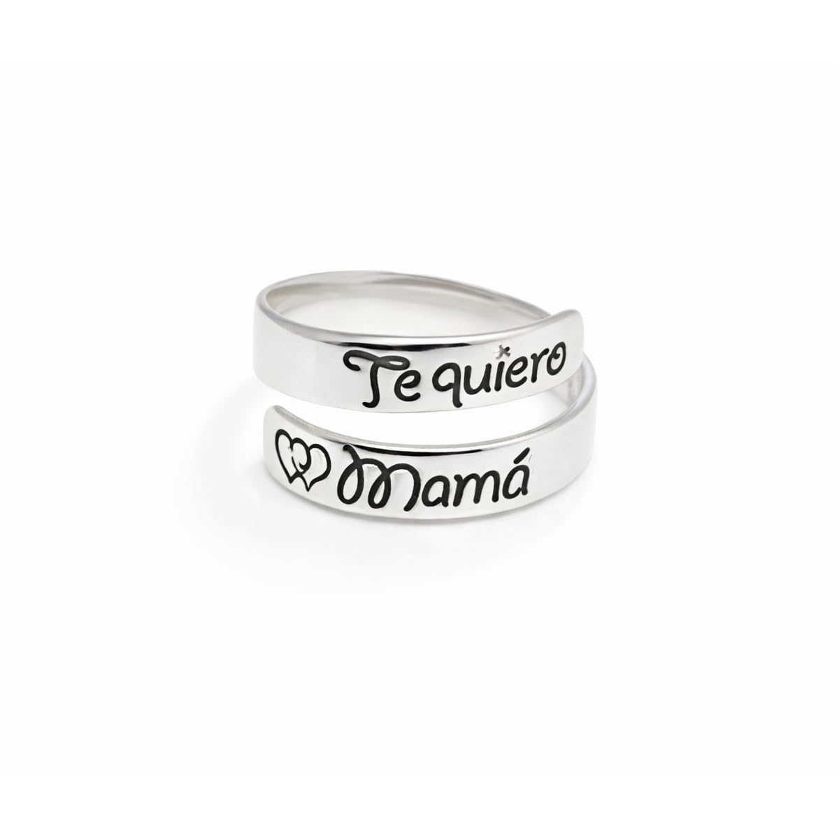 Anillo ajustable en plata de ley 925 para mujer | Grabado “Te Quiero Mamá” | Joya personalizada de amistad, madre e hija | Día de la Madre Modelo Te Quiero Mamá