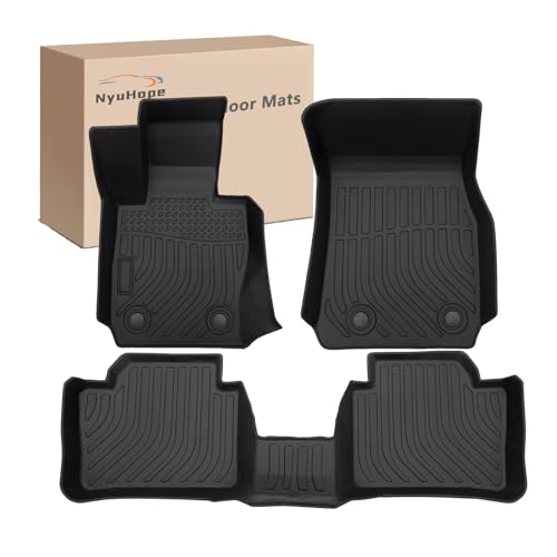 NyuHope Floor Mats Compatible with 2013-2018 BMW 3 Series 320i 328d 328i 330e 330i 335i 340i Sedan, All Weather Floor Liners for BMW 3 Series, TPE 3D Laser Measured Custom Fit Full Set Car Mat