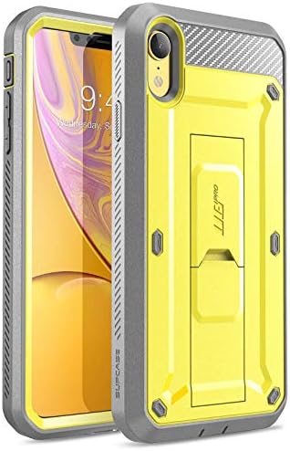 SUPCASE iPhone XR Case, Full-Body Rugged Holster Kickstand Case with Built-in Screen Protector for Apple iPhone XR 6.1 Inch (2018 Release), Unicorn Beetle Pro Series -Retail Package (Yellow)