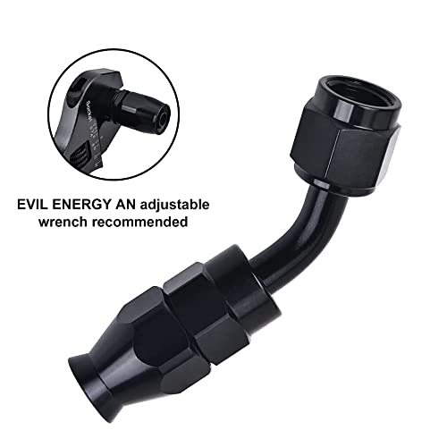 Image of EVIL ENERGY 6AN PTFE Hose End Fitting 45 Degree Black for PTFE Hose Only 4PCS