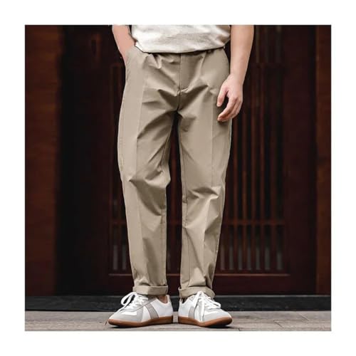 Straight-Fit Blazer Trousers for Men Casual Zipper Tapered Pants Elastic Waist Comfortable Pants2