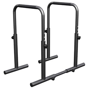 GORILLA SPORTS® Dips Barres Parallèles – Réglable, 80-100 cm, Acier, Antidérapant, Charge Max 500 kg, Noir – Station Dips, Traction Musculation, Barre Tirage, Materiel Sport Maison