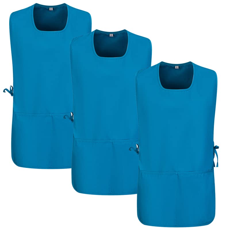 MISEMIYA - Package 3 Units - Apron Cleaning Work Uniform Clinic Hospital Cleaning Veterinary 3-3301 - X-Large, Turquoise 68