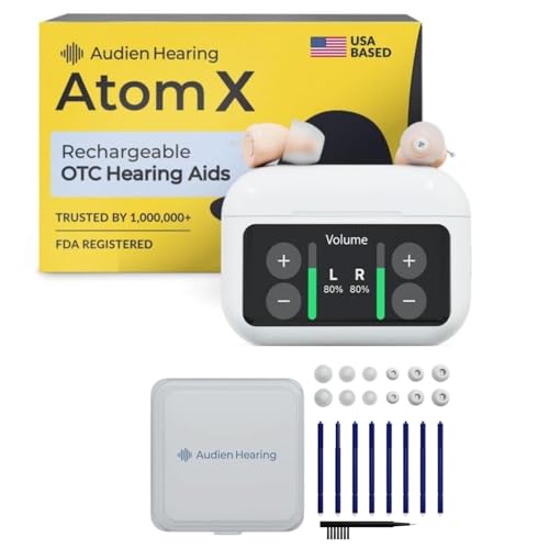 Audien Atom X OTC Hearing Aids + Wax Guard Kit Bundle for Seniors & Adults