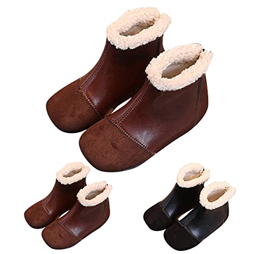 Shoes Toddler Girls Boots Boys and Girls Ankle Boots Flat Bottom Flat Heel Round Toe Solid Color Back Zipper High3