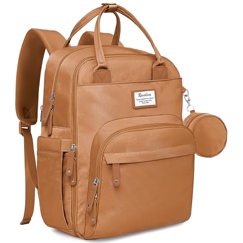 Image of RUVALINO Diaper Bag Backpack-Multifunction Baby Travel Bag with Changing pad, Insulated Bottle Holders & Pacifier Case, Large Capacity, Waterproof, Dark Brown