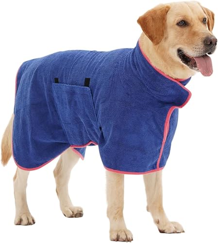 OrkaDog Peignoir DryCoat en pour Chien – Serviette Ultra Absorbante et Séchage Rapide, Réglable avec Velcro, Convient aux Grands, Moyens et Petits Chiens
