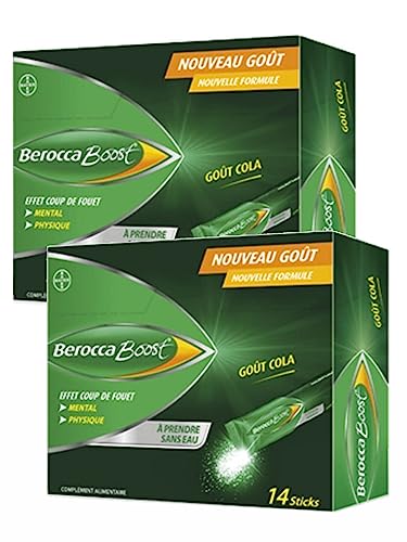 Berocca Boost Nouveau Absorption rapide Effet coup de fouet mental et physique Complément alimentaire 14 sticks - Lot de 2 Boites