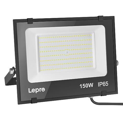 Lepro 150W Outdoor LED Flood Lights, 5000K 10,000 Lumens Super Bright for Yard, Garden, Driveway, Pool, Parking Area, Playground, Outside Floodlight Fixture (watts, 150) 150 Watts