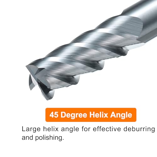 Image of HARFINGTON Carbide Square Nose End Mill Bit 5 /16 inch Cut Dia 4 Flutes TiAlN Coated Milling Cutter for Hardened Steel Metal (5 /16 inch Shank 13 /16 inch Cut Length 4 inch Long 45 Degree Helix HRC53-55)