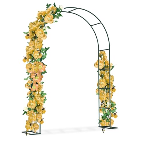 FIVMEN Rosenbogen Metall 240x192x38 cm Rankhilfe Rankgitter Hochzeitsbogen Wetterfest Freistehend Torbogen Gartenbogen für Kletterpflanzen und Rosen, Grün